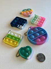 Assorted Lot Of 6 Multicolor Pop Fidget Toys keychains Party favors