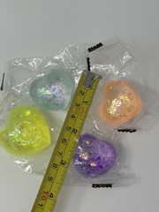 New 4x Squishy Sensory Toy Glitter Squeezy Sparkle Sugar Hearts