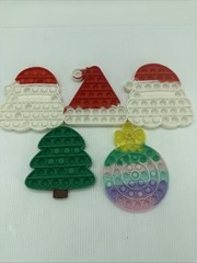 Pop-it Sensory Fidget Bubble Christmas Lot Of 5 Silicone Santa Face, Hat, Tree
