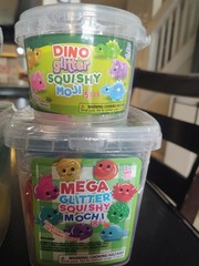 Mega VIRAL Squishy Mega Glitter Mochi Squishies Bucket & Dino Bucket• 13 Pieces