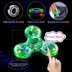 FIGROL 5 Pack Fidget Spinner, Light Up Small, Blue&white&green&yellow&red