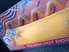 Sunny Days Jumbo Hot Dog Squishy 2-in-1 Tactile Squeeze Toy Yellow/Orange NEW