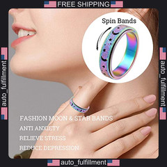 Stainless Steel Fidget Spinner Ring Anxiety Relief Stress Toy Unisex