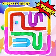 6 Pcs Pop Tubes Sensory Toys Fidget Toys Learning Toys for Toddlers Party Favors