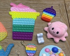 Fidget Jumbo Pop It Simple Dimple Octopus Keychain Infinity Cube Pastel Lot