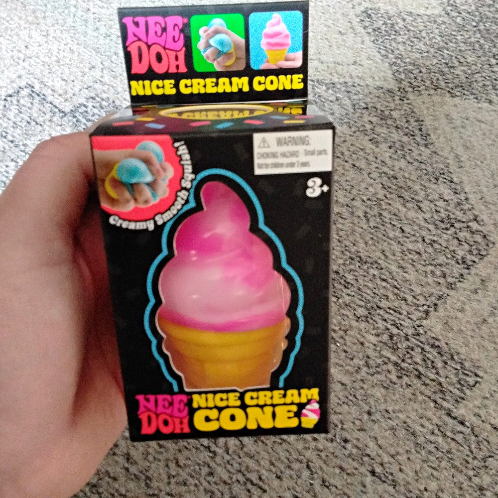 Schylling NeeDoh Nice Cream Cone Squish Squeeze Toy Pink/Yellow 26028NAB
