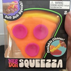 AUTHENTIC NeeDoh SQUEEZZA Pizza Slice Squishy Soft Doh Orange cheeseyellowcrust