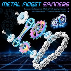 Teyva Daily 3 Pcs Metal Bike Chain Fidget Spinner Toy with Storage Box, Cool…