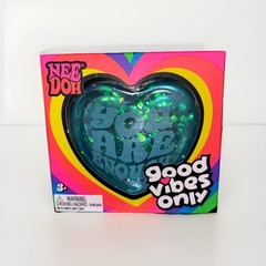 NeeDoh Good Vibes Only Glitter Heart Nee Doh Blue “YOU ARE ENOUGH” NEW Viral