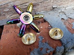 Rainbow Solid Brass Bullet Fidget Spinner Toy Removable Bearing Stocking Stuffer