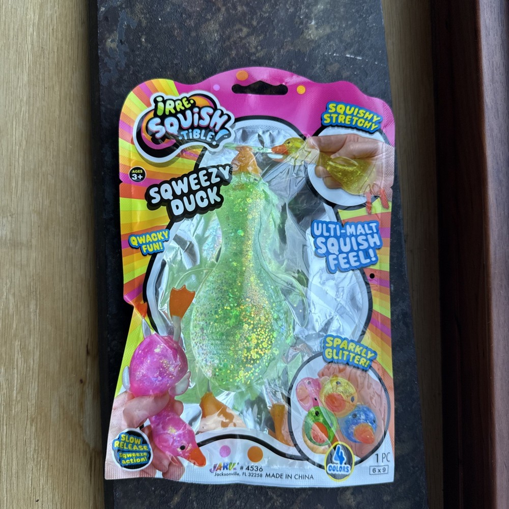 New Squishy Sensory Toy Sugar Glitter green Duck JARU 6″ Firm Squeeze TikTok