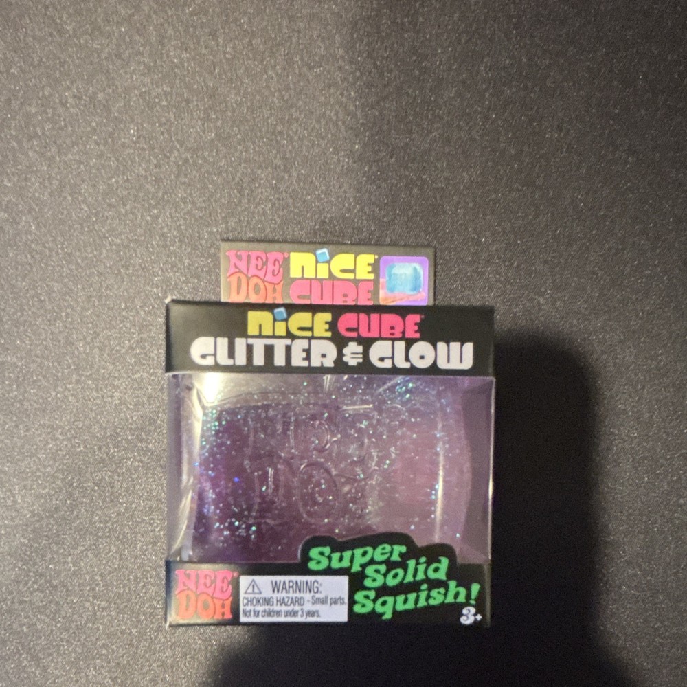 Nee Doh Nice Cube Glitter & Glow Super Solid Squish, Purple, 3+ (26057HY)