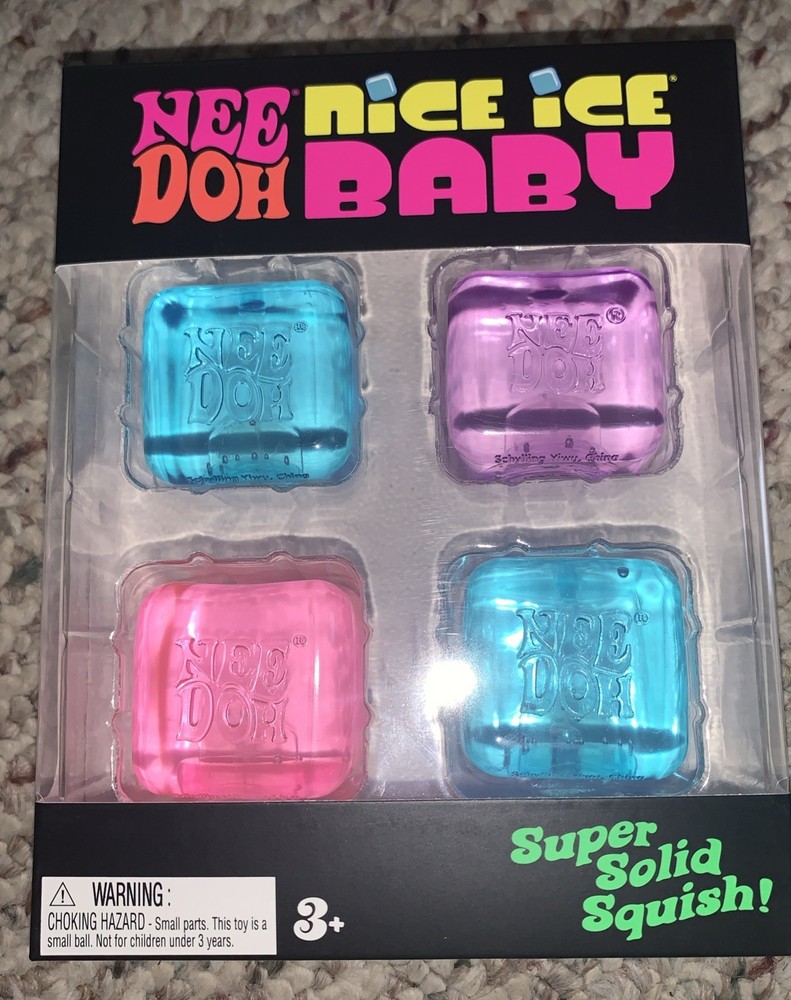 NeeDoh Nice Ice Baby 4 pack, Set of Four Nee Doh Mini Nice Cube 100% Authentic