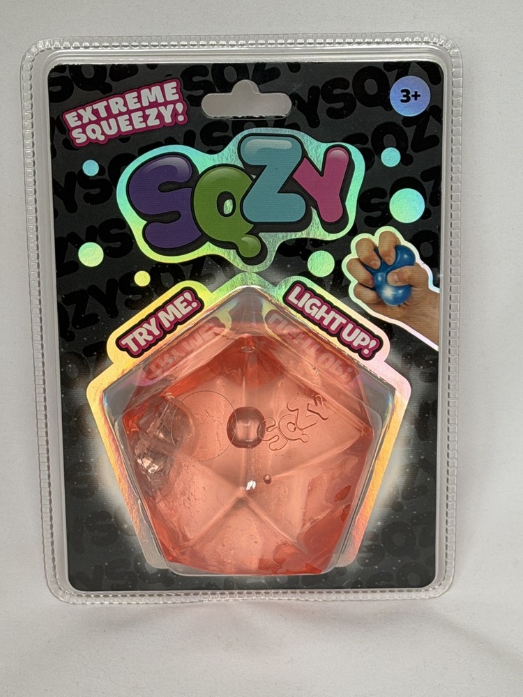 SUNNY DAYS SQZY light up! LARGE Extreme Squeezy Squeeze Toy Orange Decahedron