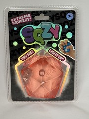 SUNNY DAYS SQZY light up! LARGE Extreme Squeezy Squeeze Toy Orange Decahedron