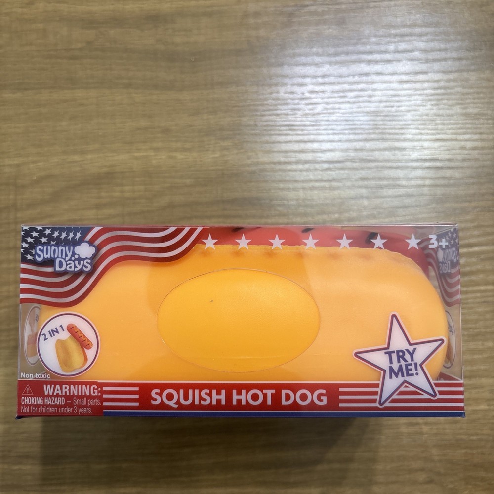 TOYMENDOUS SUNNY DAYS SQUISH HOT DOG Viral Summer Squishy Toy 2026 4th Of July