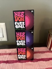 Nee Doh Fuzz Ball Velvet Squeezer Assorted Colors Orange Pink Purple – Lot Of 3