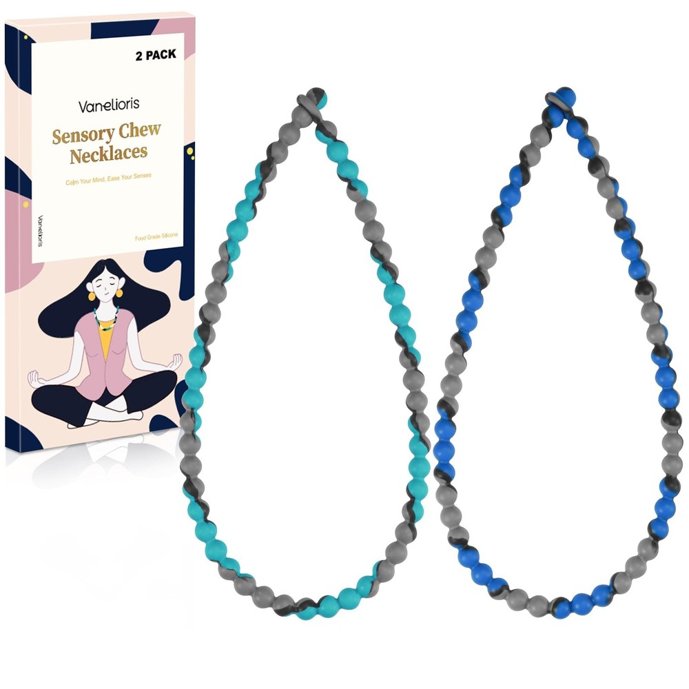 Sensory Chew Necklace for Kids Adults Autism ADHD SPD Fidget Oral Toy