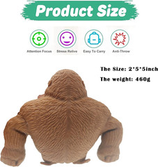 Monkey Toy Figure for Kids and Adults, Decompress and Stretch Stress Gorilla, St