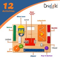 Driddle Busy Board – Wooden Montessori Activity for Toddlers & Compact