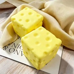 1PC NeeDoh Cheese Block Squishy Toys, Super Soft PU Rebound Squeeze Sensory Toy