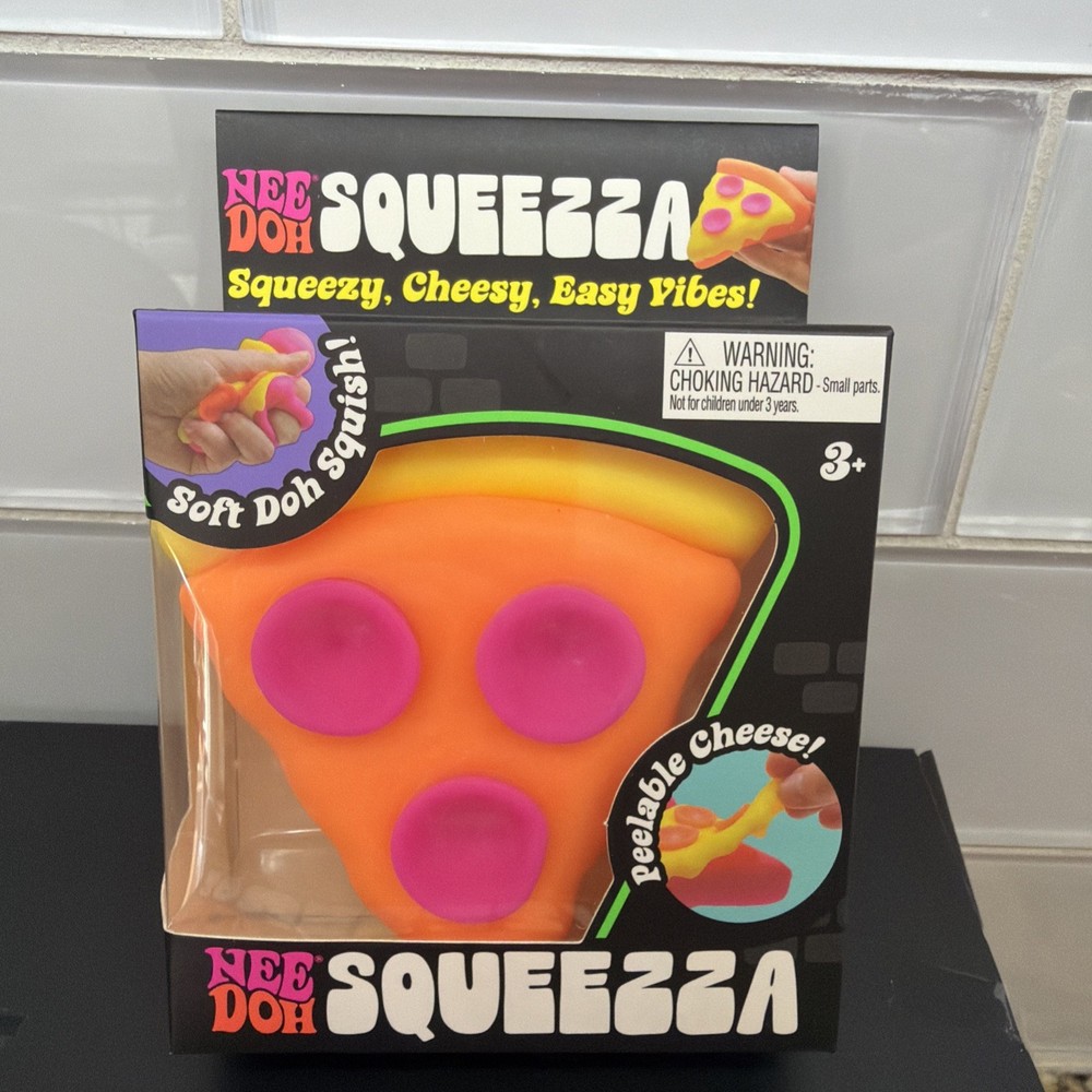 AUTHENTIC NeeDoh SQUEEZZA Pizza Slice Squishy Soft Doh Orange cheeseyellowcrust