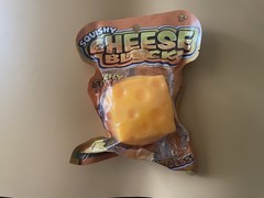 JA-RU Squishy Cheese Block Stretchy Tactile Squeeze Toy Yellow/Orange 3+