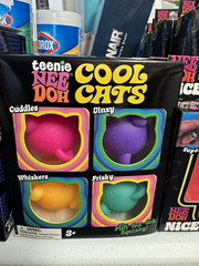 Nee Doh Teenie NeeDoh Cool Cats Tactile Squishy Squeeze Toys 4-Pack, Ages 3+