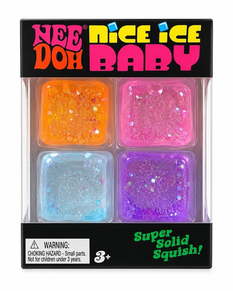 Glitter Needoh Nice Ice Baby 4 Pack Mini Cubes Squishy Stress Sparkle
