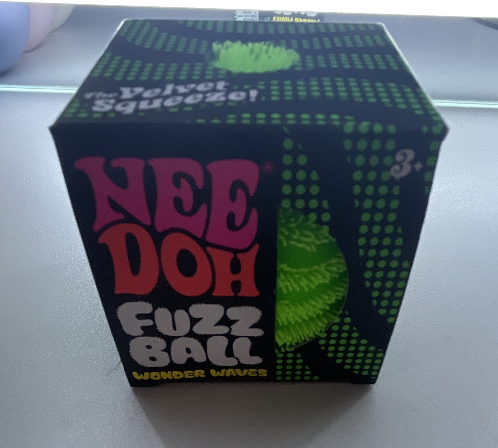 Nee Doh Fuzz Ball Wonder Waves Green/Black Tactile Squeeze Toy Age 3-4