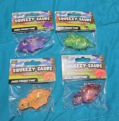 NEW! Lot of 4 RMS Squeezy-Saurs Dino Fidget Sugar Sensory Toys Assorted Colors