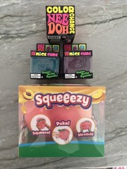 Nee Doh Nice Cube Blue Purple, Pink Color Changing Groovy Glob And Peach