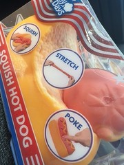 Sunny Days Jumbo Hot Dog Squishy 2-in-1 Tactile Squeeze Toy Yellow/Orange NEW