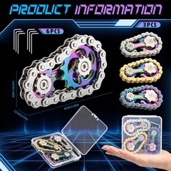 Teyva Daily 3 Pcs Metal Bike Chain Fidget Spinner Toy with Storage Box, Cool…