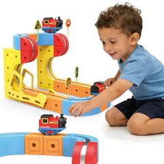 Electric Train Set for Kids Infinity Magentic Racer Track Blocks with 66PCS