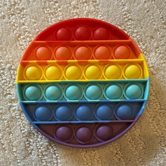 Round Rainbow Pop It Silicone Bubble Popping Tactile Sensory Fidget Toy