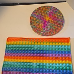 Tactile Sensory Toy Rainbow Silicone Pop It Fidget Set, Round & Square