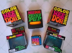 NEEDOH BUNDLE OF 6 SQUISHY TOYS Glitter/Glow, Nice Cube, Color Change, Funky Pup