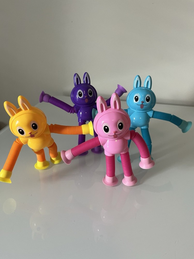 4 Pack Sensory Toys Bunny Suction Cup Pop Tubes