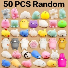 20 PCS Random Kawaii Mochi Squishy Fidget Toy Mini Cute Soft Cat Anti Stress Rel