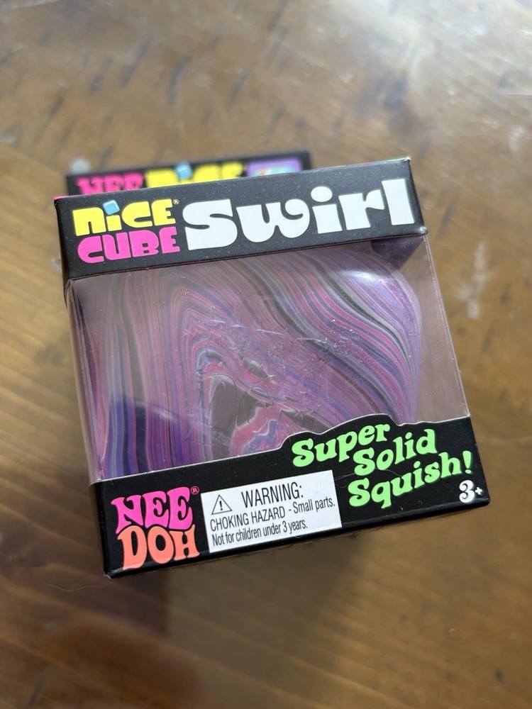 Nee Doh Nice Cube Swirl Super Solid Squish Toy Grey, Purple, & Pink Fast Ship!