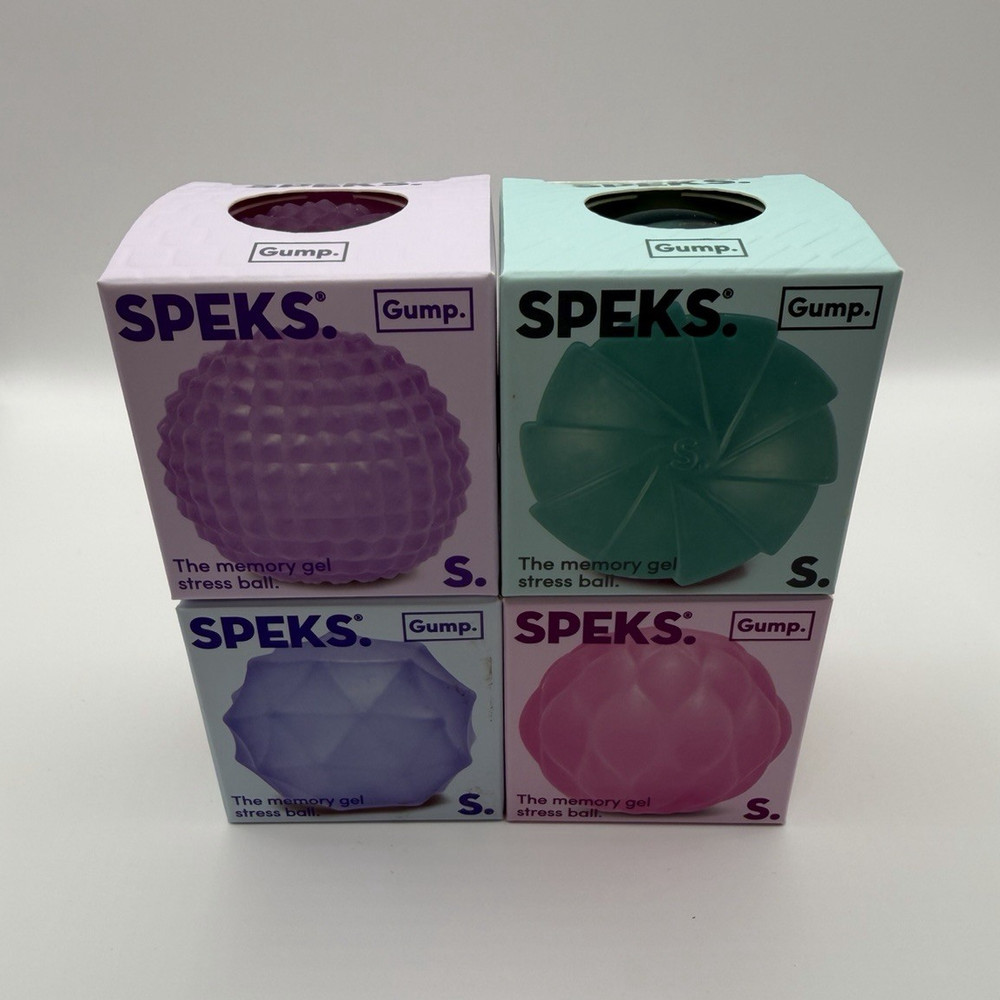 SPEKS Gump Memory Gel Stress Ball Set of 4 Purple/Green/Blue/Pink