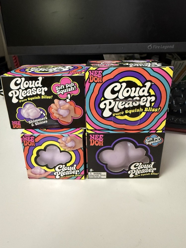 Nee Doh Cloud Pleaser Super Soft Squish Tactile Squeeze Toy, Purple (Set of 4)