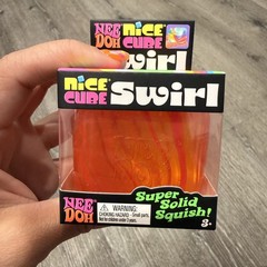 🔥Schylling NeeDoh Nice Cube SWIRL w/ Super Solid Squish ORANGE Nee Doh