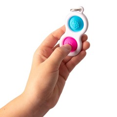 Fat Brain Toys Simpl Dimpl Fidget Keychain Blue/Pink Stress Relief Sensory Toy