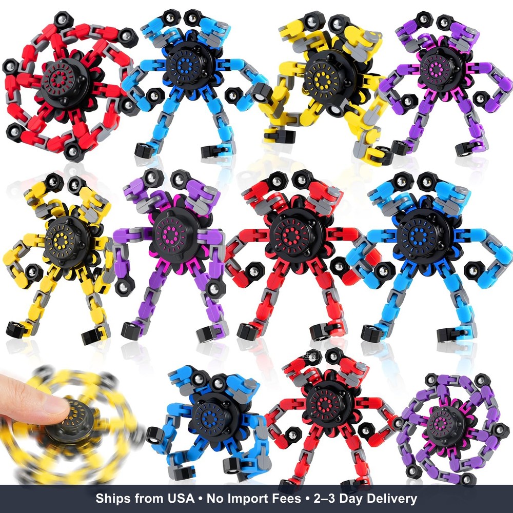 12PC Transformable Fidget Spinner Robot Toys for Kids Adults Stress Relief robot