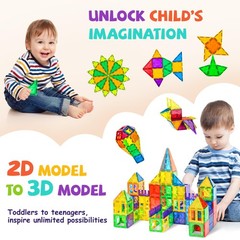 120Pcs Magnetic Tiles Magnetic 3D Building Blocks Set Educational Construction T