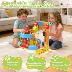 Electric Train Set for Kids Infinity Magentic Racer Track Blocks with 88PCS