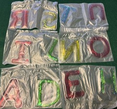 New in box set of 38 Sensory Alphabet Gel Fidget Letters Educational Toy glitter