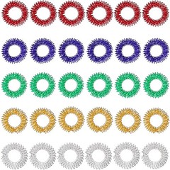 30 Pieces Acupressure 0.98 Inch (Pack of 30), Red, Blue, Green, Gold, Silver